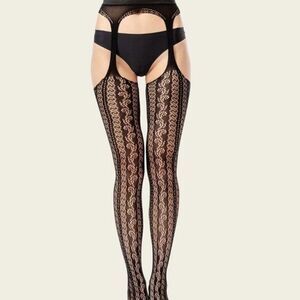 NWT Sheer Mesh Suspender Pantyhose   
